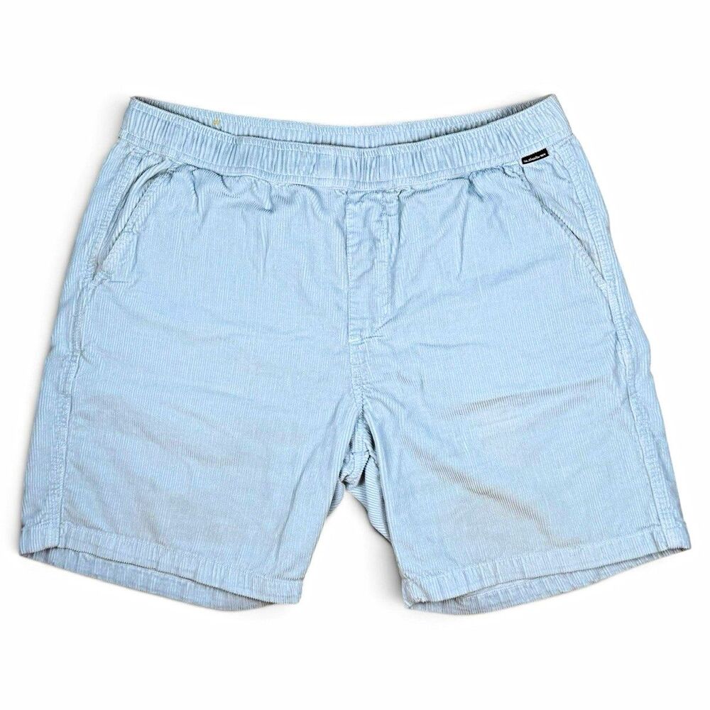 Quiksilver Men's Light Blue Corduroy Shorts Elastic Waist EST. Size 32